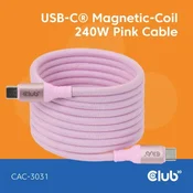 Club3D Magnetni kabel USB-C, 240W PD3.1, 480 Mb/s, 2 m, roza