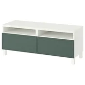 BESTA TV-omarica s predali, bela/Krukmakare temna sivo zelena, 120x42x48 cm