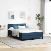 Postelja z vzmetnico z blazino Modra 160 x 200 cm blago