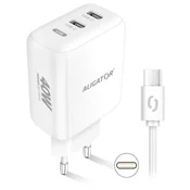 Aligator Mrežni punjac Power Delivery 40W, 2xUSB-C + USB-C cable - white