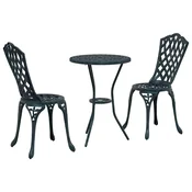 Vidaxl Vrtnik Bistro Set 3 szt. Zelena Aluminij