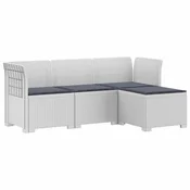Vidaxl 4-sedežna vrtna sofa z blazinami, rattan videz PP Bela
