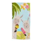 Otroška žametna brisača za na plažo 75x150 cm Happy lamas – Good Morning