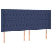 Vidaxl Vzglavje z ušesi modro 203x16x118/128 cm blago