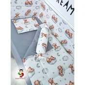 Bubamara037 Set posteljine za krevetac sa ravnom ogradicom, Sivi