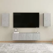 4-dijelni set TV ormarica siva boja betona konstruirano drvo