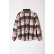 Trendyol Beige Regular Fit Winter Checkered Lumberjack Shirt Jacket