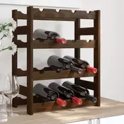 Vidaxl vidaXL Stojalo za vino za 16 steklenic rjave barve iz masivnega borovega lesa