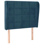 Vidaxl Vzglavje z ušesi temno modro 83x23x118/128 cm žamet