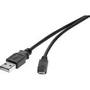 Renkforce USB 2.0 priključni kabel [1x USB 2.0 vtič A - 1x USB 2.0 vtič Micro-B] 0.30 m črne barve pozlačeni kontakti Renkforce