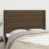 shumee vidaXL Vzglavje z ušesi temno rjavo 147x16x118/128 cm blago