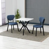 HANAH HOME Set Trpezarijski sto i 2 stolice Elma Navy Blue White