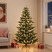 Umetna božična jelka z bučko 180 cm 300 LED Toplo bela
