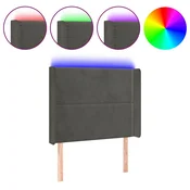 Vidaxl LED posteljno vzglavje temno sivo 103x16x118/128 cm žamet