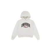 Otroški pulover z bombažem Converse bež barva, s kapuco, 4CH859