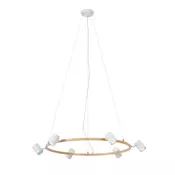 Moderna viseča svetilka z lesnim potiskom z belo barvo 6-Lights - Jeana Circle