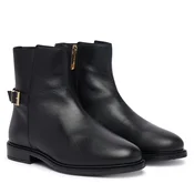 Škornji Tommy Hilfiger Th Buckle Leather Ankle Boot FW0FW09486 Črna
