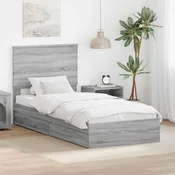 Krevet s od storage Siva Sonoma 100 x 200 cm Konstruirano drvo