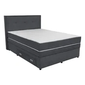 Hom`in POSTELJA BOXSPRING 140 cm  x 200 cm , les, tekstil, leseni material temno siva