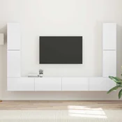 Set TV komoda 8 pcs Visoki sjaj bijela Konstruirano drvo