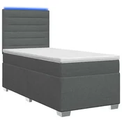 vidaXL Postelja boxspring z vzmetnico Temno siva 100 x 200 cm Blago