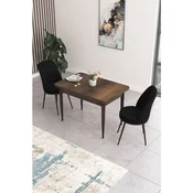 Hanah Home trpezarijski set Nil, sto i 2 stolice, ploca u dekoru drveta Baroque, crna tkanina Babyface