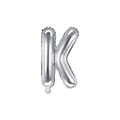 PartyDeco Folija balon črka K srebrn 35 cm