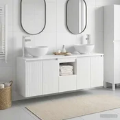 vidaXL Komplet omaric za kopalnico 3 kos Bela 49,5 x 35 x 63 cm