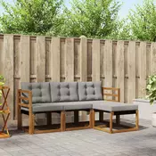 Set vanjskih sofa 4 kom. Prirodna i svijetlo siva