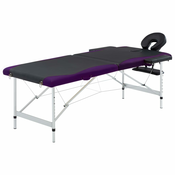 Sklopivi masažni stol s 2 zone aluminijski crno-ljubicasti