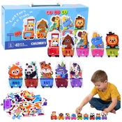 slomart LEAN TOYS Edukativne Pobarvanka z abecedo in živalmi - vlak, 40 kosov