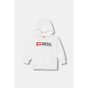 Otroški pulover Diesel SDROPSHOOD OVER SWEAT-SHIRT bela barva, s kapuco, J02485
