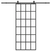 shumee vidaXL Drsna vrata z opremo črna 90x205 cm ESG steklo