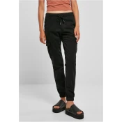 Womens high-waisted cargo jogging pants - black