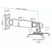 Nedis Zidni nosac za projektor PJWM200BK, 15kg, 464-607mm, 30°
