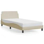 Vidaxl Posteljni okvir Dover krem 100x200 cm blago