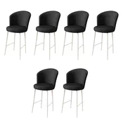 Hanah Home Set barskih stolica Alte, 6 komada, Crno-beli