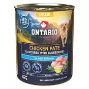 Ontario Dog Adult konzerva, pašteta - piščanec in borovnice 800g