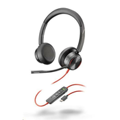 HP Poly Blackwire 8225 Stereo USB-C Headset +USB-C/A Adapter, Black ( 8X223AA )