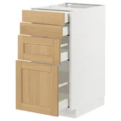 METOD / MAXIMERA Podni element 4 fronta/4 fioke, bela/Forsbacka hrastovina, 40x60 cm