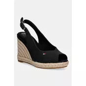 Tommy Hilfiger Espadrile Flag High Wedge Espad Slingback FW0FW09343 Črna