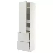 METOD / MAXIMERA Vis.el. s polic/4fiok/vrat/2front, bela/Aspudden svetlosiva, 60x60x220 cm