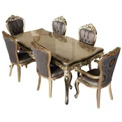 Casa Padrino luxury baroque dining room set purple/antique gold/black - 1 Baroque Dining Table & 6 Baroque Dining Chairs - Luxury dining room furniture in baroque style - Baroque furniture
