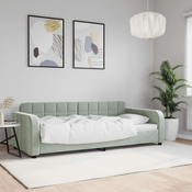 Greatstore Raztegljiva postelja svetlo siva 90x200 cm žamet
