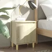 Nocni ormaric s drvenim nogama boja hrasta sonome 40x30x50 cm