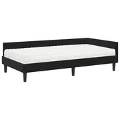 Kutni krevetni okvir s madracem 2 kom. Crna 80 x 200 cm Baršun