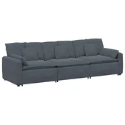 Vidaxl Modularni kavč z blazinami temno siv