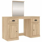 Vidaxl Toaletna mizica z ogledalom sonoma hrast 130x50x132,5 cm