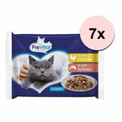 PreVital Cat vrečke piščanec/losos v omaki 28 x 100 g