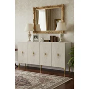 Hanah Home komoda Salkim 150, 150 cm, bela / zlatna / travertin